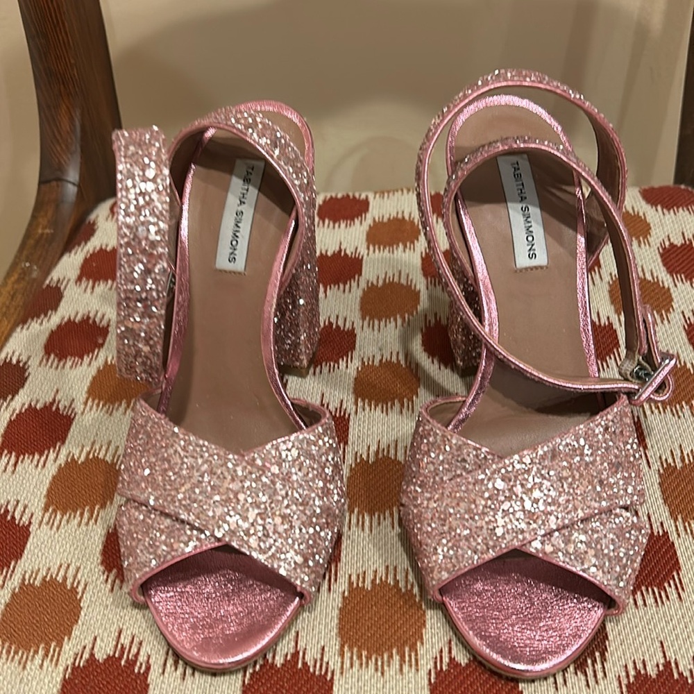 Tabitha Simmons Pink Glitter High Heeled Sandals Sz 36/ 5.5 6